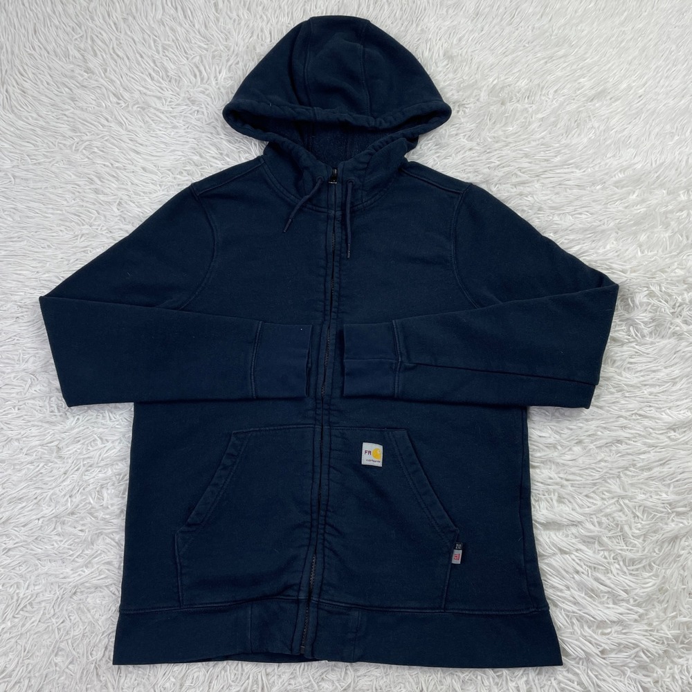 Carhartt Sweater Womens Large Blue FR Force Marquette Full Zip Sweatshirt Hoodie